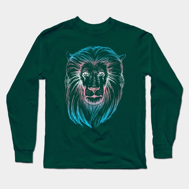 Lion Art (trans flag) Long Sleeve T-Shirt by Bardic Cat